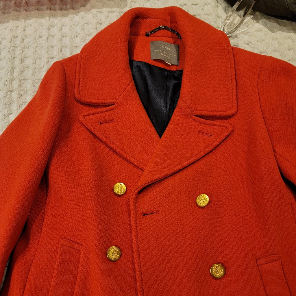 J. Crew Peacoat Nello Gori Stadium Cloth Red